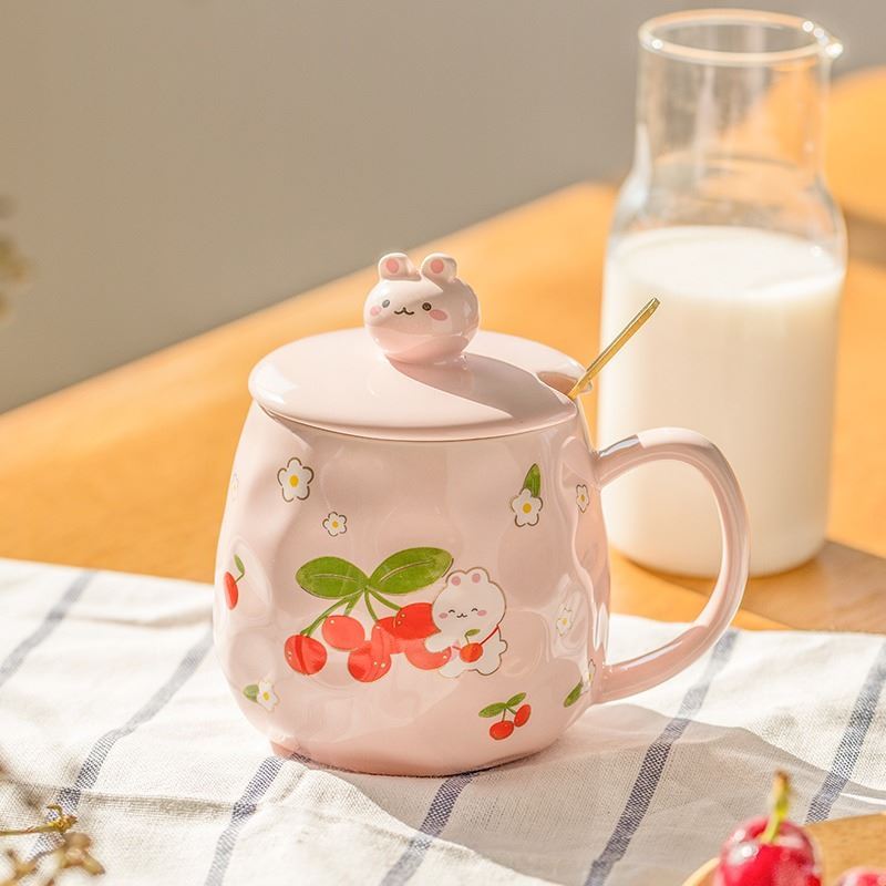 Brand New Cute Rabbit Ceramic Mug with Lid 450ml