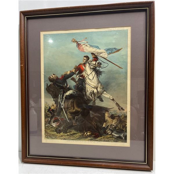 Napoleon Battle Scene Print  13.5Wx17.5H (art measurements) *tear in paper