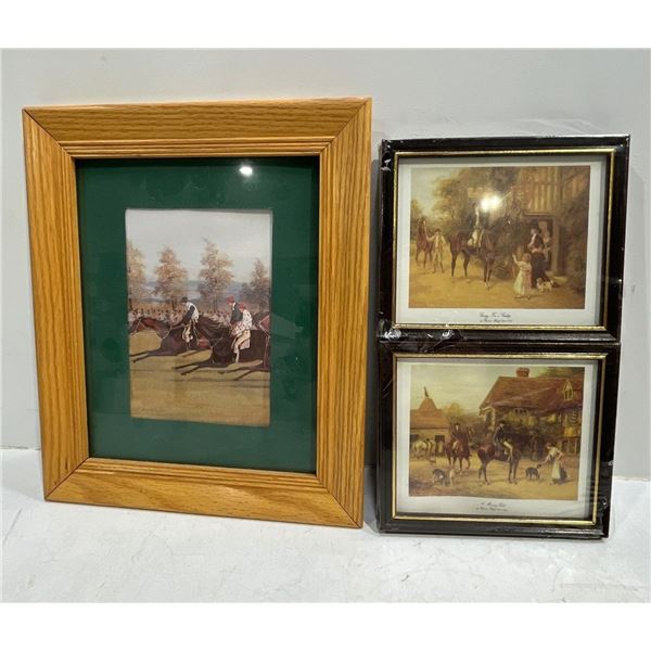 Horse Racing Print and 2 Double Sided Prints by Haywood Hardy 5Wx7H, 5Wx4H (art measurements)