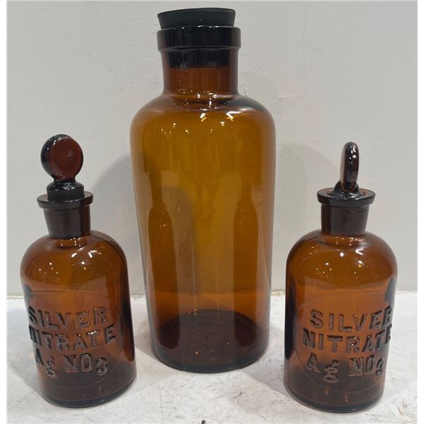 Silver Nitrate Glass Bottles (2 150ml, 1 600ml)