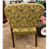 Image 2 : Green Floral Upholstered Hardwood Carved Chair 23Wx22Dx35H, seat height 17H