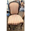Image 1 : Wooden Pink Striped Upholstery Floral and Carved Chair 20Wx18Dx36H, seat height 19H
