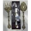 Image 1 : Royal Albert Bone China Cake Knife, Fancy Salad Fork and Spoon