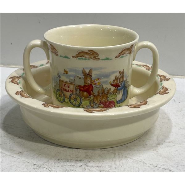 Royal Doulton Bunnykins Lipped Bowl Lips and 2 Handle Cup