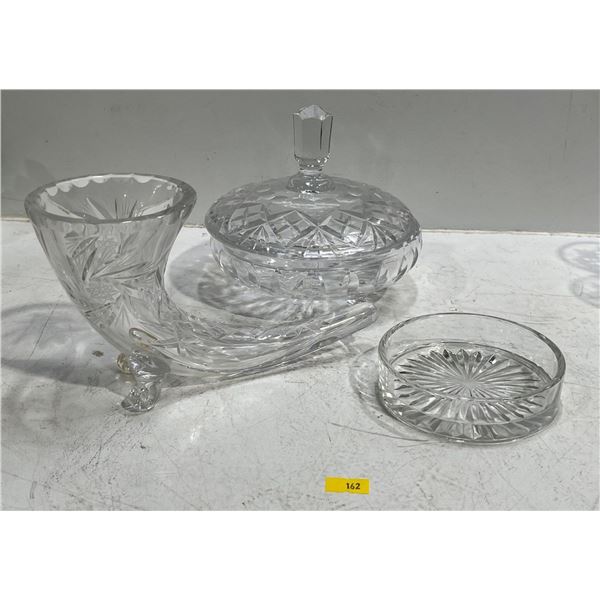 Crystal Candy Dish, Dish/Coaster and Decorative Horn