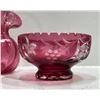 Image 2 : Cranberry Glass Collection: King Crown Compote Bowl, Rossi Vase, and Footed Bowl