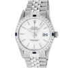 Image 2 : Rolex Mens Stainless Steel Silver Index Sapphire and Diamond Datejust Wristwatch