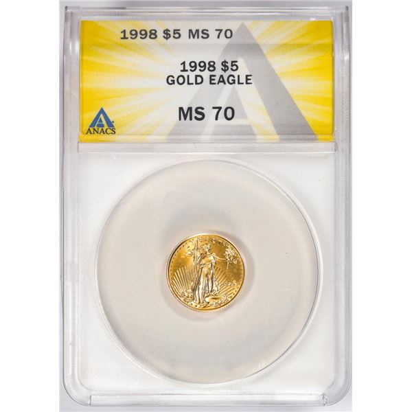 1998 $5 American Gold Eagle Coin ANACS MS70