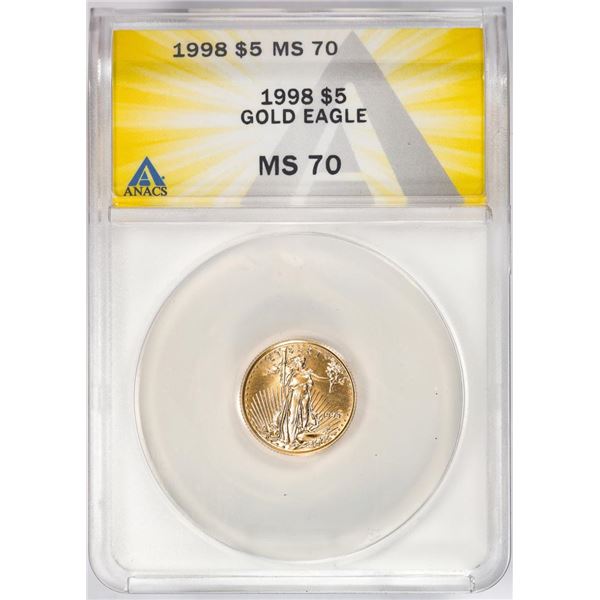 1998 $5 American Gold Eagle Coin ANACS MS70