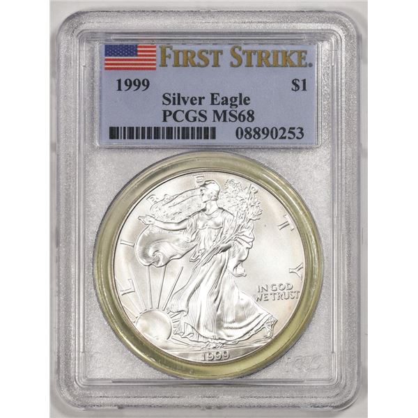1999 $1 American Silver Eagle Coin PCGS MS68 First Strike