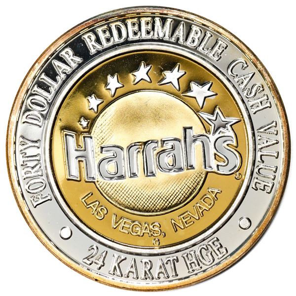 .999 Silver Harrahs Las Vegas, Nevada $40 Casino Limited Edition Gaming Token