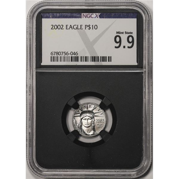 2002 $10 Platinum American Eagle Coin NGCX Mint State 9.9