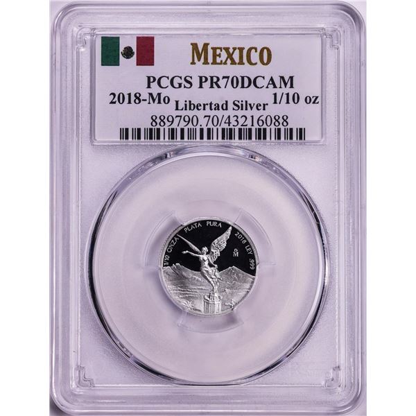 2018-Mo Mexico Proof 1/10 oz Silver Libertad Coin PCGS PR70DCAM
