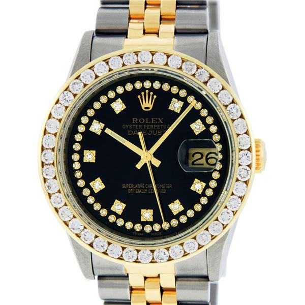 Rolex Mens Two Tone Diamond Datejust Wristwatch
