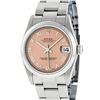 Image 2 : Rolex Ladies Midsize Stainless Steel Salmon Roman Datejust Wristwatch