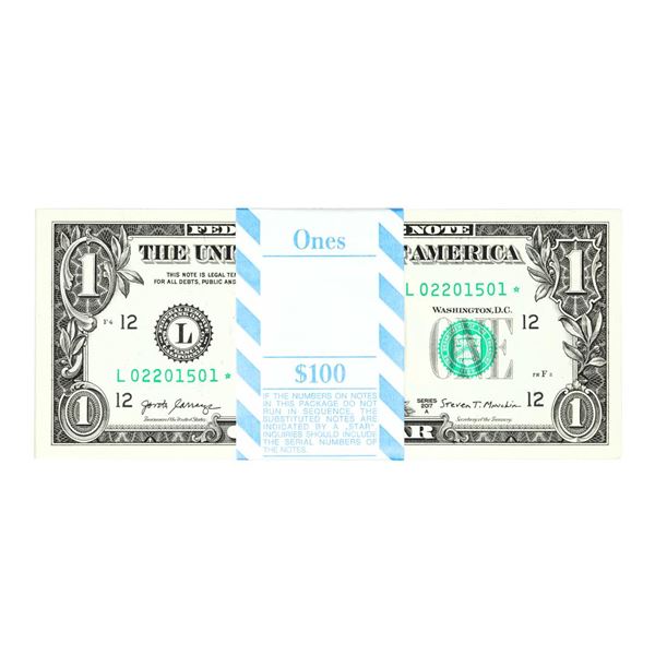 Pack of (100) Consecutive 2017A $1 Federal Reserve STAR Notes San Francisco