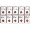 Image 1 : Lot of (10) 1946-S Lincoln Wheat Cent Coins NGC MS67RD
