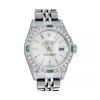 Image 1 : Rolex Ladies Stainless Steel Emerald and Diamond Datejust Wristwatch