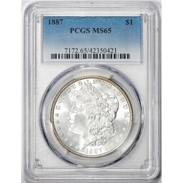 1887 $1 Morgan Silver Dollar Coin PCGS MS65