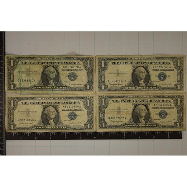 2-1957-A & 2-1957-B US $1 SILVER CERTS, BLUE SEALS
