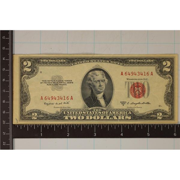 1953-B US $2 RED SEAL NOTE