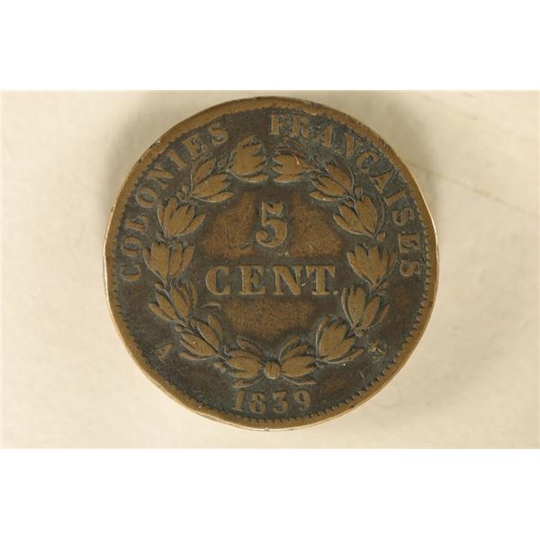 1839 FRENCH 5 CENTIMES