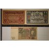 Image 1 : 3 GERMAN 20 MARK BILLS: 1915, 1918 &
