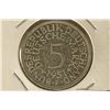 Image 1 : 1951-F GERMAN SILVER 5 MARK .2251 OZ. ASW