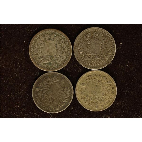 1881, 1890 & 2-1894 GUATEMALA 1/2 SILVER REALS