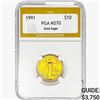 Image 1 : 1991 1/4oz $10 AGE PGA MS70