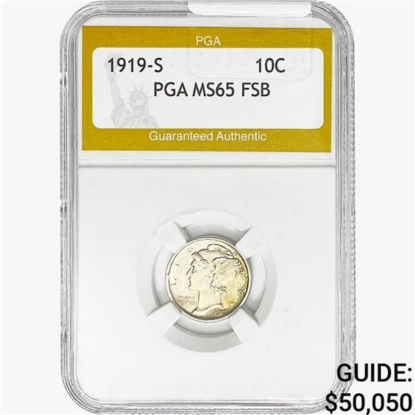 1919-S Mercury Silver Dime PGA MS65 FSB