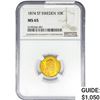 Image 1 : 1874 .1296oz. Gold ST Sweden 10 Kroner NGC MS65