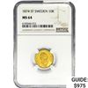 Image 1 : 1874 .1296oz. Gold ST Sweden 10 Kroner NGC MS64
