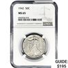 Image 1 : 1942 Walking Liberty Half Dollar NGC MS65