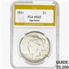 Image 1 : 1921 Silver Peace Dollar PGA MS65 High Relief