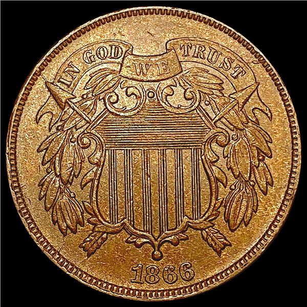 1866 Two Cent Piece CLOSELY UNCIRCULATED