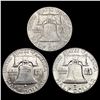 Image 2 : (3) Franklin Half Dollars HIGH GRADE