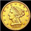 Image 1 : 1905 $2.50 Gold Quarter Eagle CHOICE BU