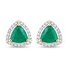 Image 1 : 14KT Yellow Gold 1.27ctw Zambian Emerald and White Diamond Earrings