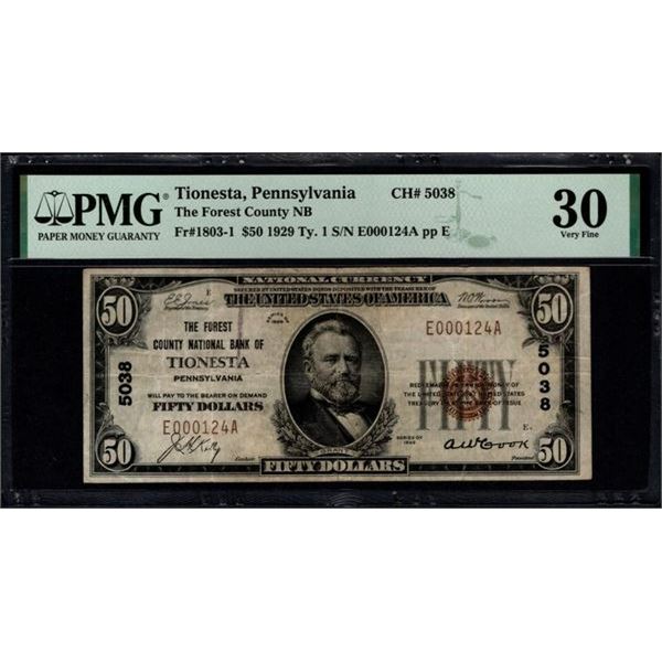 1929 $50 Tionesta PA National PMG 30