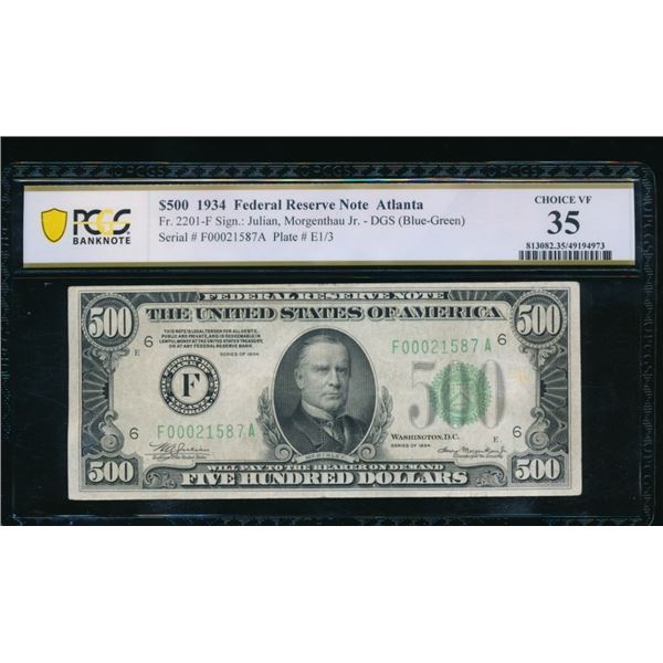 1934 $500 Atlanta FRN PCGS 35