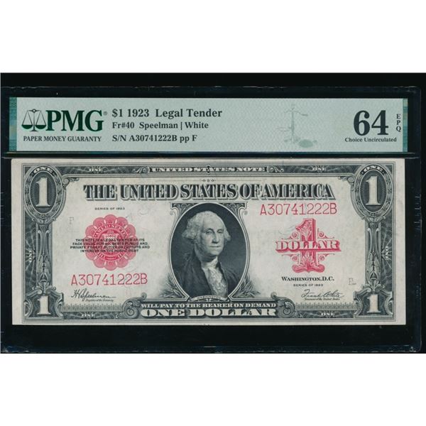 1923 $1 Legal Tender Note PMG 64EPQ
