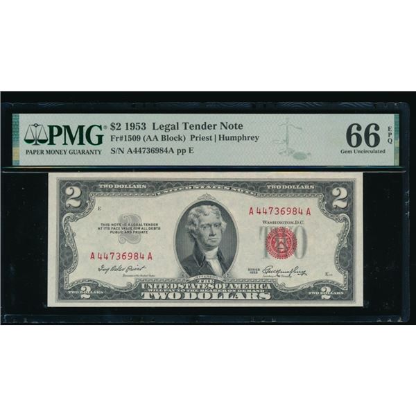 1953 $2 Legal Tender Note PMG 66EPQ