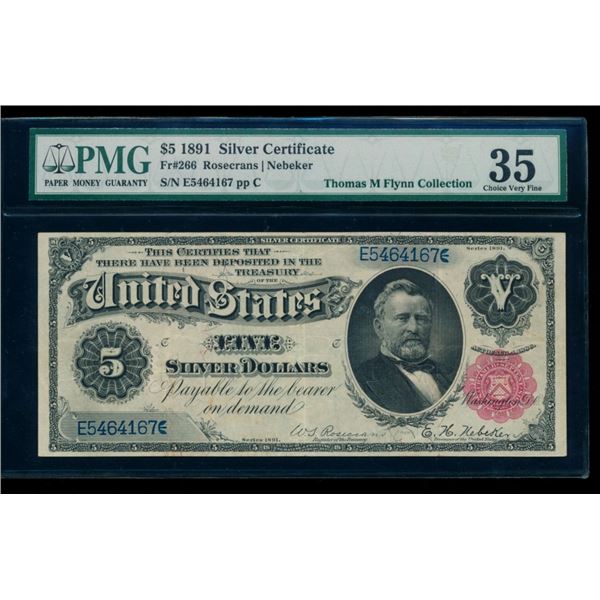 1891 $5 Silver Certificate PMG 35