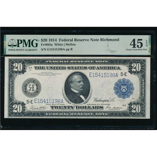 1914 $20 Richmond FRN PMG 45EPQ