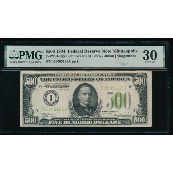 1934 $500 Minneapolis FRN PMG 30