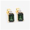 Image 3 : 14KT Yellow Gold 1.25ctw Green Tourmaline and White Diamond Earrings