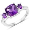 Image 2 : Plated Rhodium 2.37ctw Amethyst and White Topaz Ring