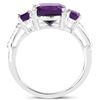 Image 3 : Plated Rhodium 2.37ctw Amethyst and White Topaz Ring