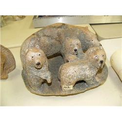 Bone carving of 4 bears, 11" long, 6" high (33)